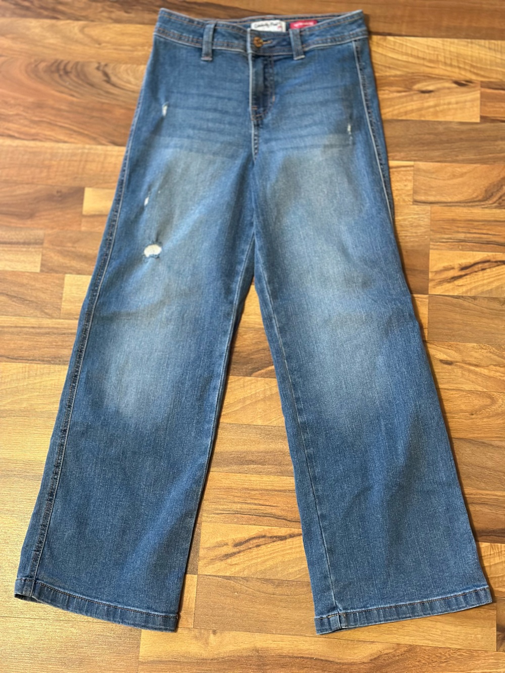 Celebrity Pink Girls’ Size 12 Wide Leg Jeans – High Rise Blue Denim